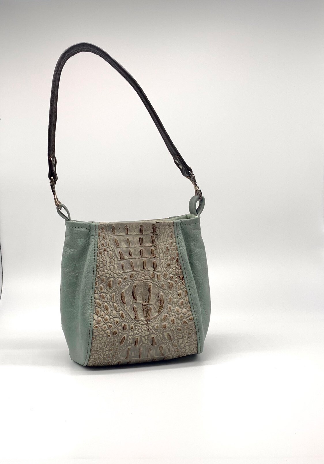 All Leather Sea Green Embossed Crocodile Small Crossbody Pouch - Etsy