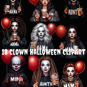 Paquete de imágenes prediseñadas de payaso de Halloween aterrador, animación de payaso aterrador, animación de payaso de terror, animación de payaso espeluznante, fondo transparente