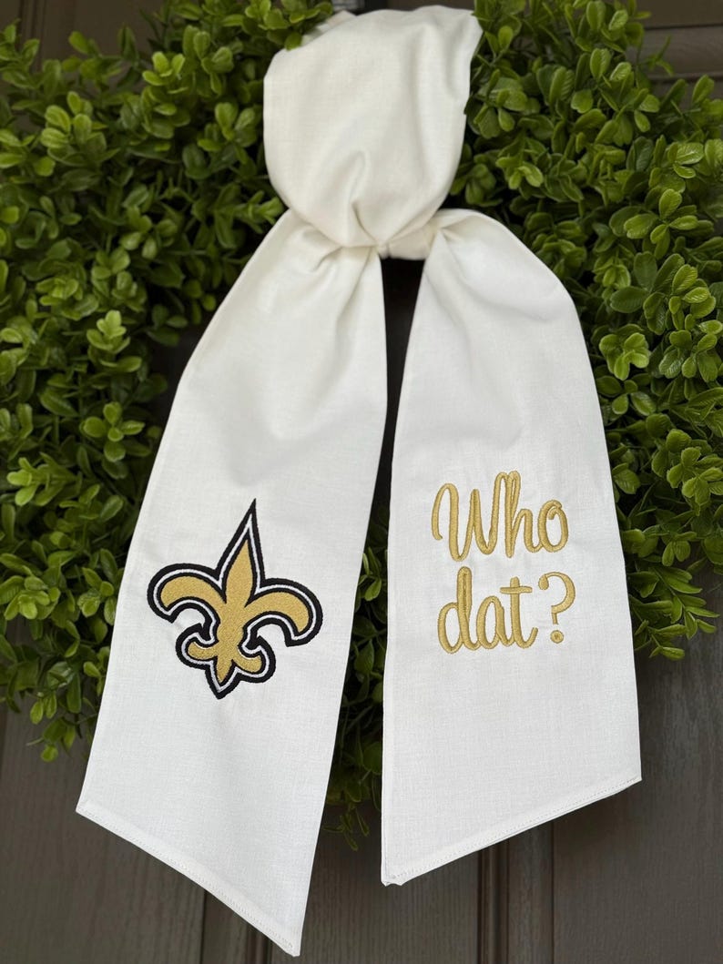 Who Dat Emblems New Orleans Saints Wreath Sash, Embroidered