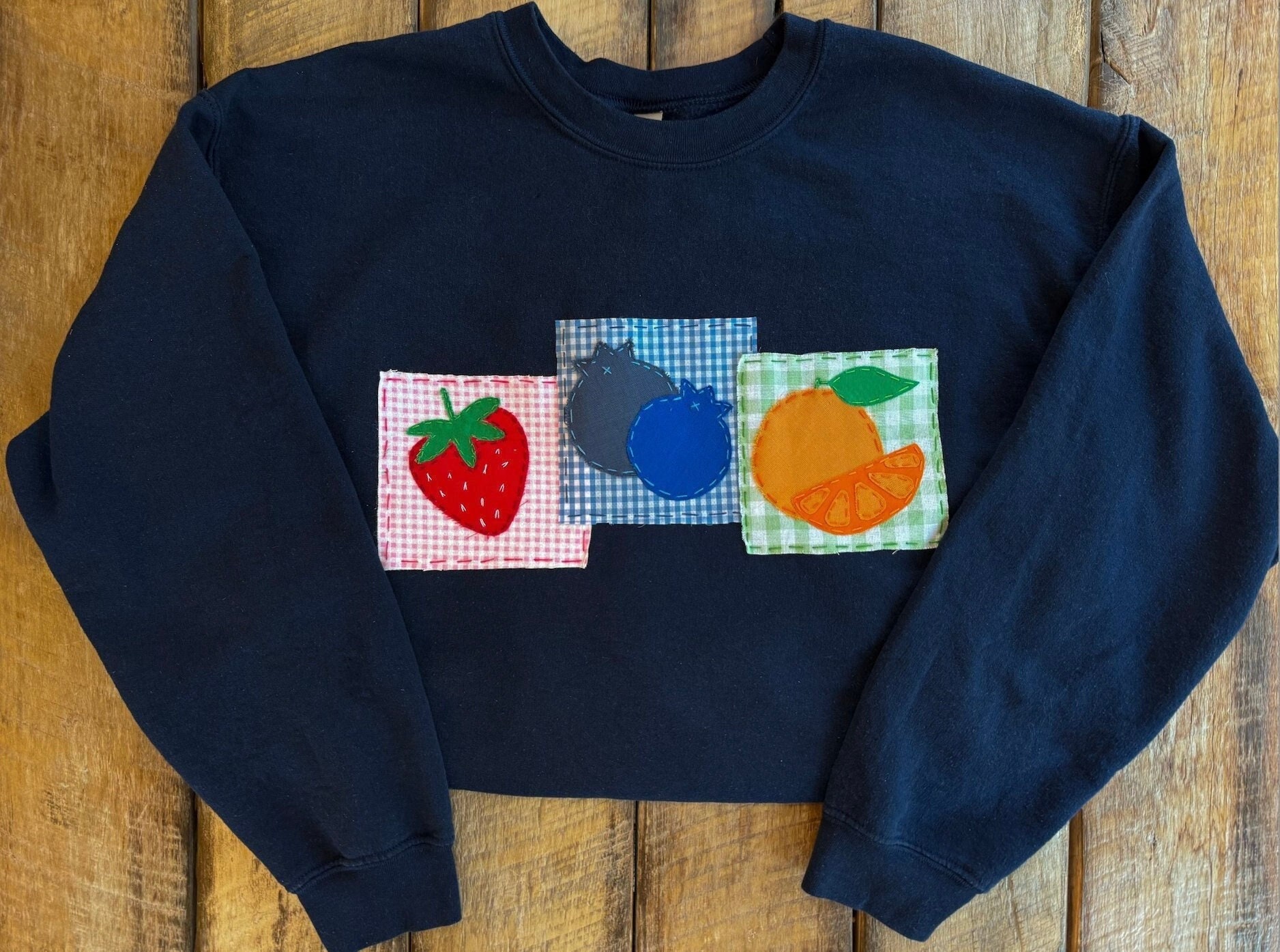 Hand-stitched Fruit Patchwork Sweatshirt | Embroidered Crewneck - Etsy