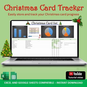 Weihnachtskarte Tracker Excel Googlesheets Yuletide Spreadsheet Weihnachten Adressliste Planer Festliche Karte Organisator digitale stressfreie Vorlage
