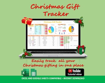 Hoja de cálculo para el seguimiento de regalos de Navidad: Excel y Google Sheets (Descarga digital)