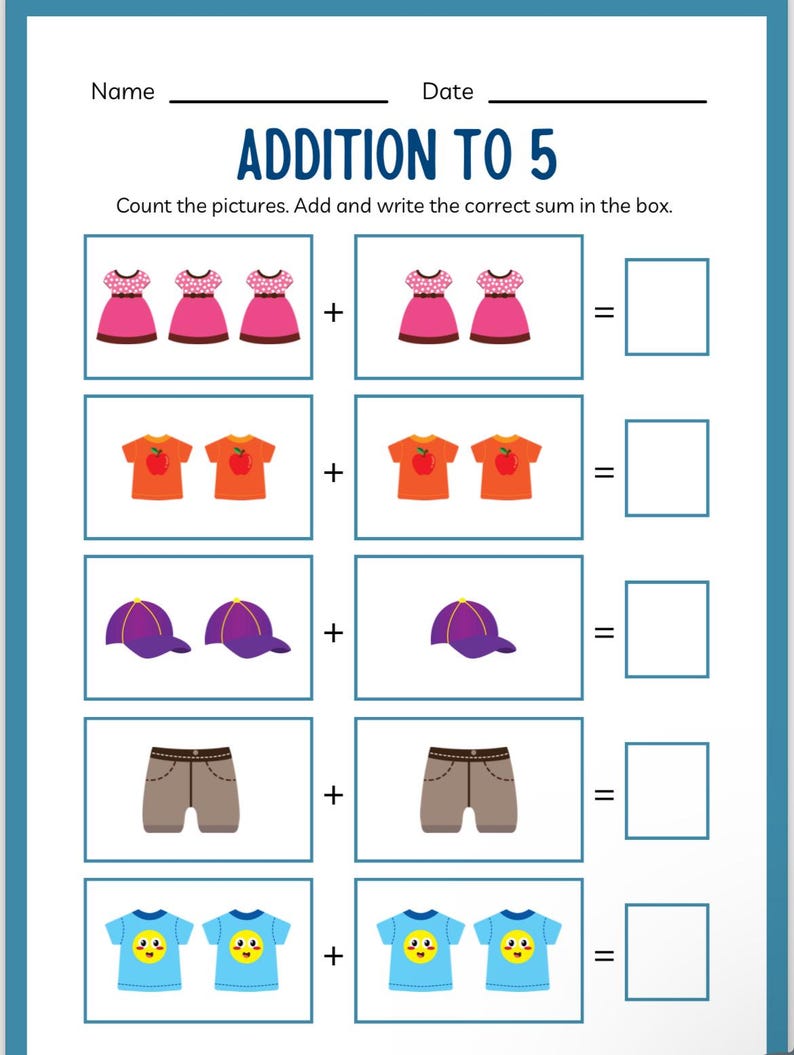 Math Mania: Digital Printable Addition and Counting Workbook for Kids ...