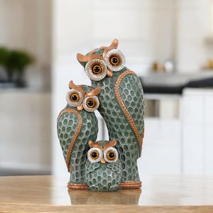 Owl Family Sculpture Decor Owl Figurine Perfect for Living Room and Entry way