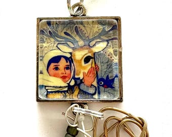 Girl with Deer Scissor Fob by The Thread Gatherer