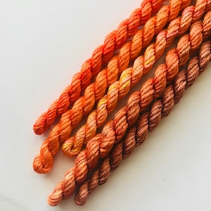 Embroidery Sampler, Hand Dyed Silk, Silk Floss, Zinnia Orange Color Set by The ThreadGatherer