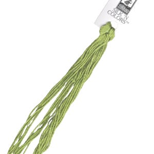 May include: A skein of green silk embroidery floss with a white label that reads "Thread Gatherer Silk 'n Colors TM".