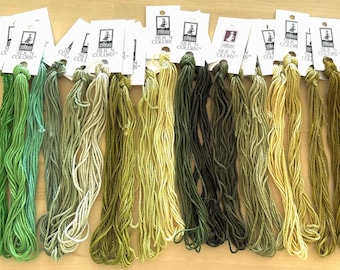 Artesian Green - Tints, Tones and Shades  Silk Thread Pack hand dyed by The ThreadGatherer