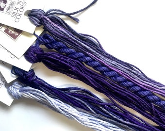 Purple Hand-Dyed Silk Embroidery Thread Sampler, 5 Colors