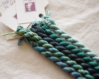 Embroidery Sampler, Hand Dyed Silk, Silk Thread, Silk N Colors, Spruce Forest Color Set by The ThreadGatherer
