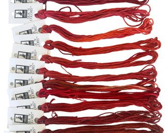 Hand Dyed Silk Embroidery Floss Sampler: Fall into Reds