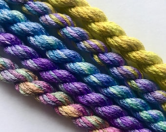 Embroidery Sampler, Hand Dyed Silk, Silk Floss, Thistle Garden Color Set by The ThreadGatherer