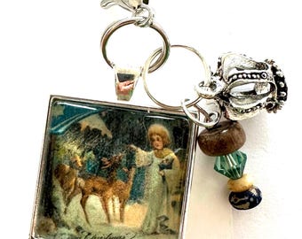 Angel with Deer Scissor Fob by The Thread Gatherer