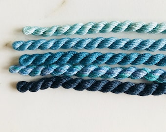 Hand Dyed Silk Embroidery Thread Sampler, Spring Mist Colors