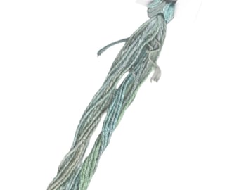 SNC 122 Blue Sage Silk Embroidery Floss, Hand Dyed by The Thread Gatherer.  Thread Gatherer. Hand Dyed Floss. Blue Thread.