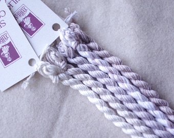 Hand Dyed Silk Embroidery Thread Sampler, Rock White Color Set