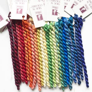 Rainbow Embroidery Sampler by The ThreadGatherer. Hand Dyed Silk, Silk Thread, Silk N Colors, embroidery floss. Silk Floss.