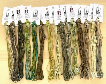 Greens at the Gazebo  Silk Thread Pack hand dyed by The ThreadGatherer