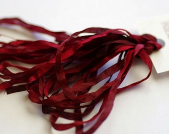 Silken Ribbons 4mm & 7mm by The ThreadGatherer. SR4 074 In The Burgundy