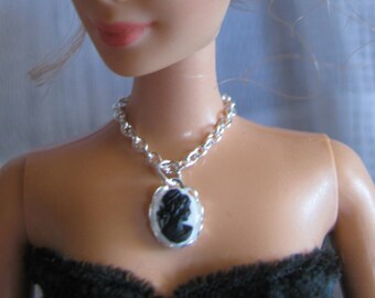 Silver Cameo Necklace Doll Jewelry You Choose Cameo Color for 1/6th Scale 11 1/2 - 12 inch Fashion Dolls