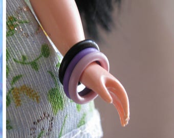 6 Rubber Jelly Bangle Bracelets for 11 1/2 - 12 inch 1/6th scale Female Fashion Dolls New MH Pick from many colors.