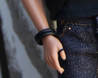 6 Rubber Bangle Bracelets fits  1/6 scale 12 inch Male Fashion Dolls Many Colors Available