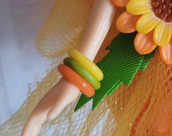 6 Small size Rubber Bangle Bracelets fits Petite Slimline High & 1/6th Scale Fashion Dolls Pick from 61 colors.