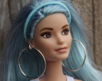 1 pair Giant Basketball Wife Hoop Earrings for Fashion Dolls 3 Colors Available Gold Silver Black Handmade Made When Ordered