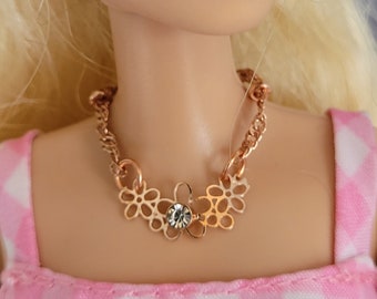 Copper Flower Pendant Doll Jewelry Set for 11 1/2-12 inch Fashion Dolls Necklace Bracelet Earrings