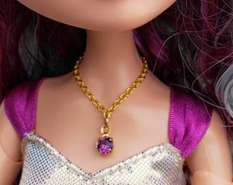 Rhinestone Drop Gold Doll Jewelry Set for 11 1/2 - 12 inch Fashion Dolls 5 Color Choices Tanzanite Rose Sapphire Crystal Amethyst