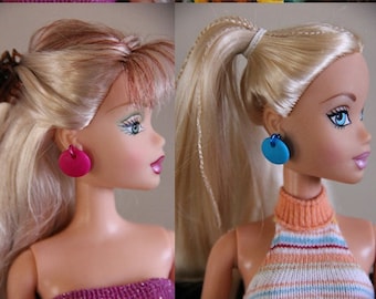 1 pair MOD Spree Disc Earrings for Fashion Dolls Boho Hippie