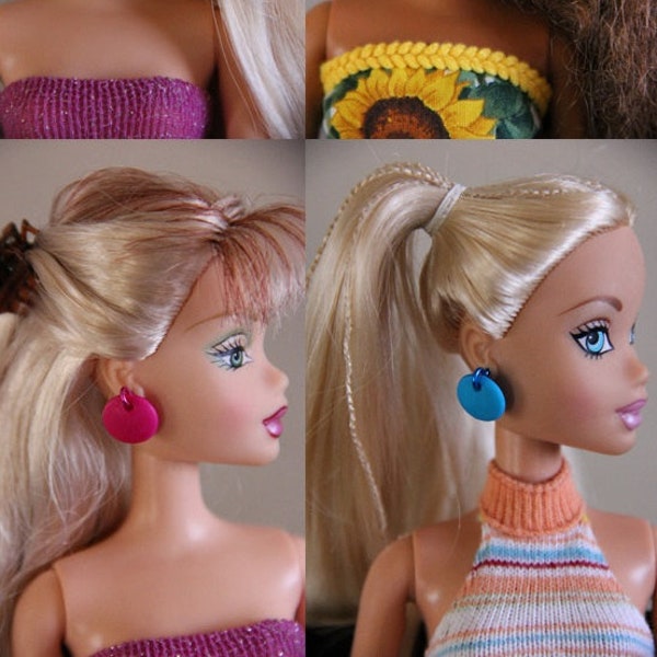 1 pair MOD Spree Disc Earrings for Fashion Dolls Boho Hippie