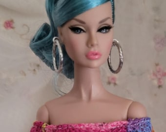 Twisted Silver Circle Hoop Doll Jewelry Set Hoop Earrings and matching Bracelets for 1/6 11 1/2- 12 inch dolls with *Removeable hands