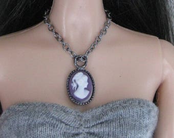 Made to Order Cameo Necklace Fashion Doll Jewelry 4 Chain Choices 16 Colors 11 1/2 - 12 inch Fashion dolls 1/6th Scale