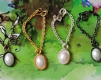 Oval Pearl Drop Necklace Fashion Doll Jewelry 4 Chain Choices 11 1/2 - 12 inch Fashion dolls 1/6th Scale
