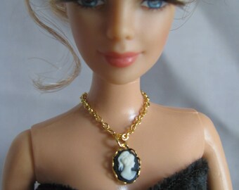 Gold Cameo Necklace Doll Jewelry You Choose Cameo Color fits Fashion Dolls 1/6th Scale 11 1/2 - 12inch