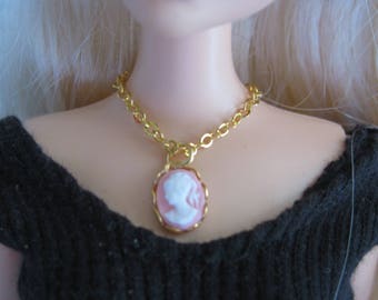 Gold Cameo Necklace Doll Jewelry You Choose Cameo Color fits Fashion Dolls 1/6th Scale 11 1/2 - 12inch dolls