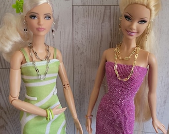 Double Cabaret Chain or Earrings Jewelry Necklace for Fashion Dolls