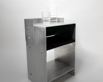 Matted Aluminum & Blackwood Sidetable - Minimalistic Industrial Bedside Table