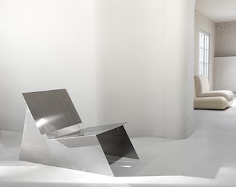 Aluminum Lounge Chair - Minimalist Designer Armchair with Aluminum and Blackwood Elements