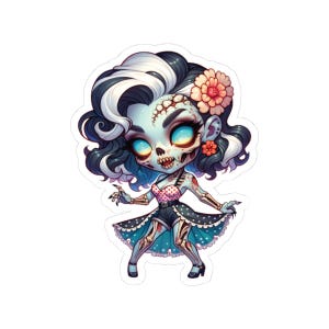 Zombiesticker, griezelige Halloween-stickers voor laptop, bidon, auto, plakboek, telefoon, horrorstickercollectie, stickers ondode meisjes