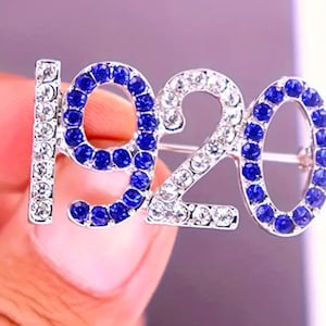 Botão Zeta, broche de letra grega, divino 9, Z Phi B, irmandade, azul, azul e branco, joias