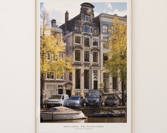Konsttryck av Amsterdams kanalhus: Holländsk arkitektur (digital nedladdning)