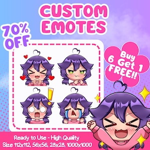 Benutzerdefinierte Premium Twitch Emotes | Benutzerdefinierte Emotes für Streamer | TwitchEmotes | Süßer Chibi Anime Stil | Kawaii Chibi Emotes | Animierte Emotes