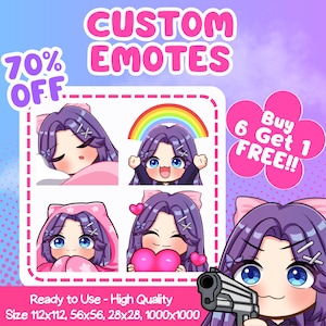 Aangepaste premium twitch-emotes | Aangepaste emotes voor streamer | Geanimeerde emotes | TwitchEmotes | Schattige chibi-animestijl | Kawaii-chibi-emoties