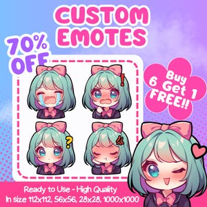 Emote Twitch Premium personalizzate / Emote animate / Emote personalizzate per streamer / TwitchEmotes / Stile anime Chibi carino / Emote Chibi kawaii