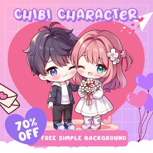 Custom Chibi Anime, Chibi Commission, Chibi Character, Chibi Illustration, Couple Chibi, Cute Chibi, Chibi Fanart, Chibi PFP