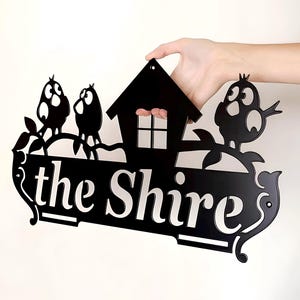 Custom Whimsical Bird House Sign, Personalized Metal Name Plaque for Home, Charming Cottage Address Sign, Farmhouse Welcome Decor