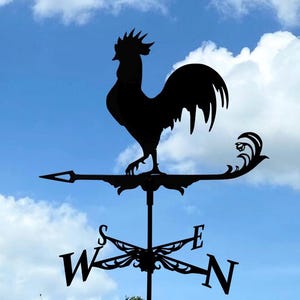 Rooster Metal Weathervane - Wind Vane Decor for Roof or Garden