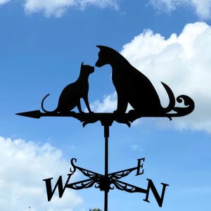 Cat & Dog Weathervane - Wind Vane Decor for Roof or Garden - Metal Wind Direction